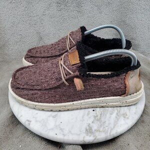 Hey Dude Shoes Womens Size 8 Purple Textile Wendy Warmth Faux Fur Slip On *Read*